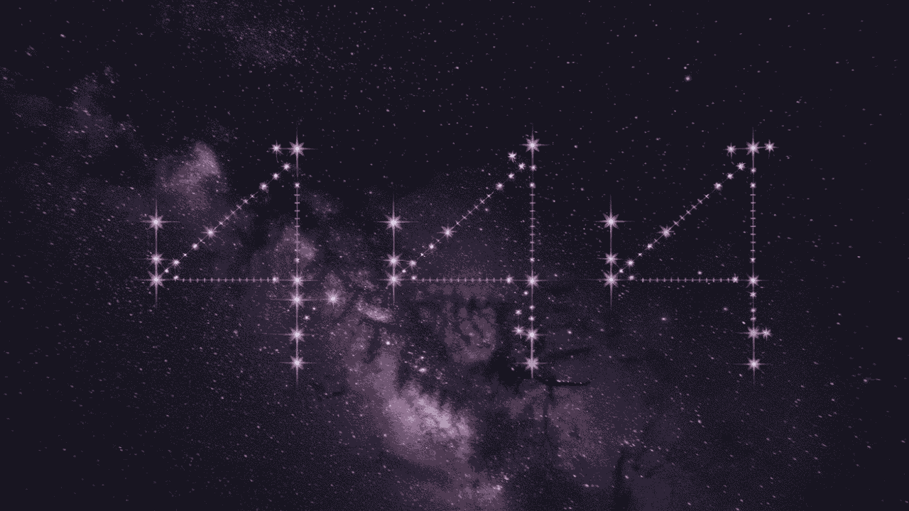 Night sky with stars forming the number 444 as a constellation, symbolizing cosmic guidance and universal messages.