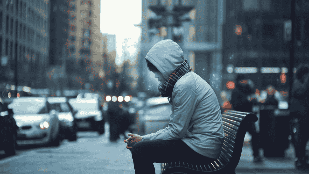 Person sitting alone with a blue glow, symbolizing Starseed challenges.