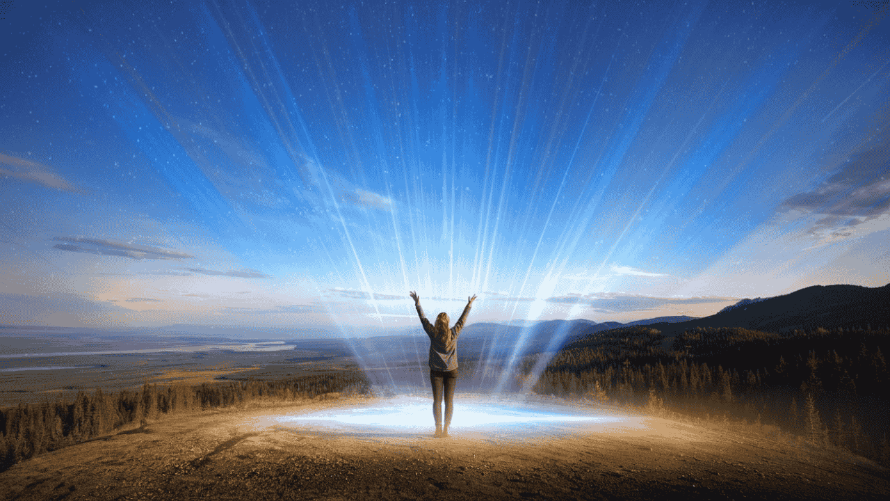 Person channeling blue light energy to heal the Earth, symbolizing Starseed mission.