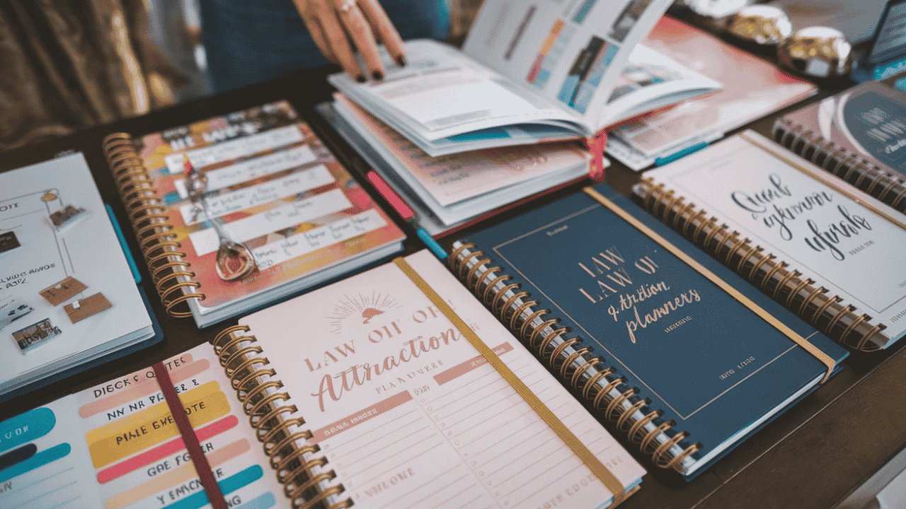 Variety of Law of Attraction planners, symbolizing the importance of choosing the right one.